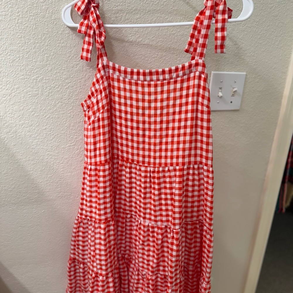 Pink Lily Red Gingham Dress